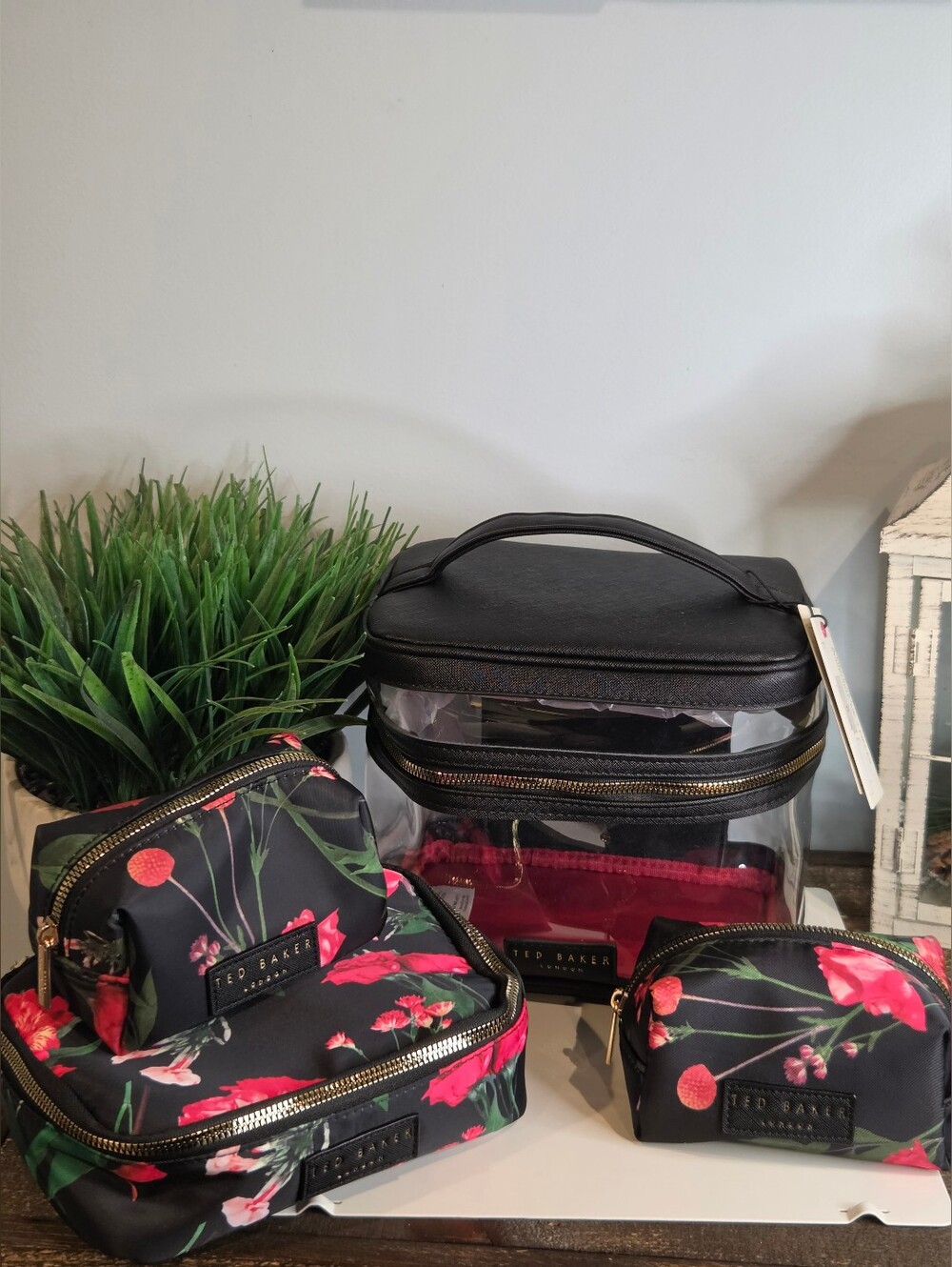 Ted Baker Black Clear & Floral Cosmetic Cases, Set Of 4 - Picture 6 of 9